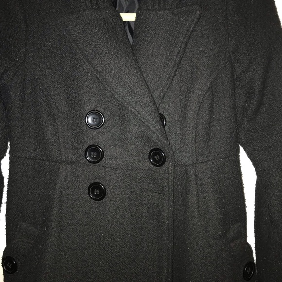 Jacket warm Double Breasted Black Pea Coat - Picture 2 of 5